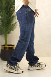 Relaxed Drift Turbo Loose Fit Jeans In Navy Blue